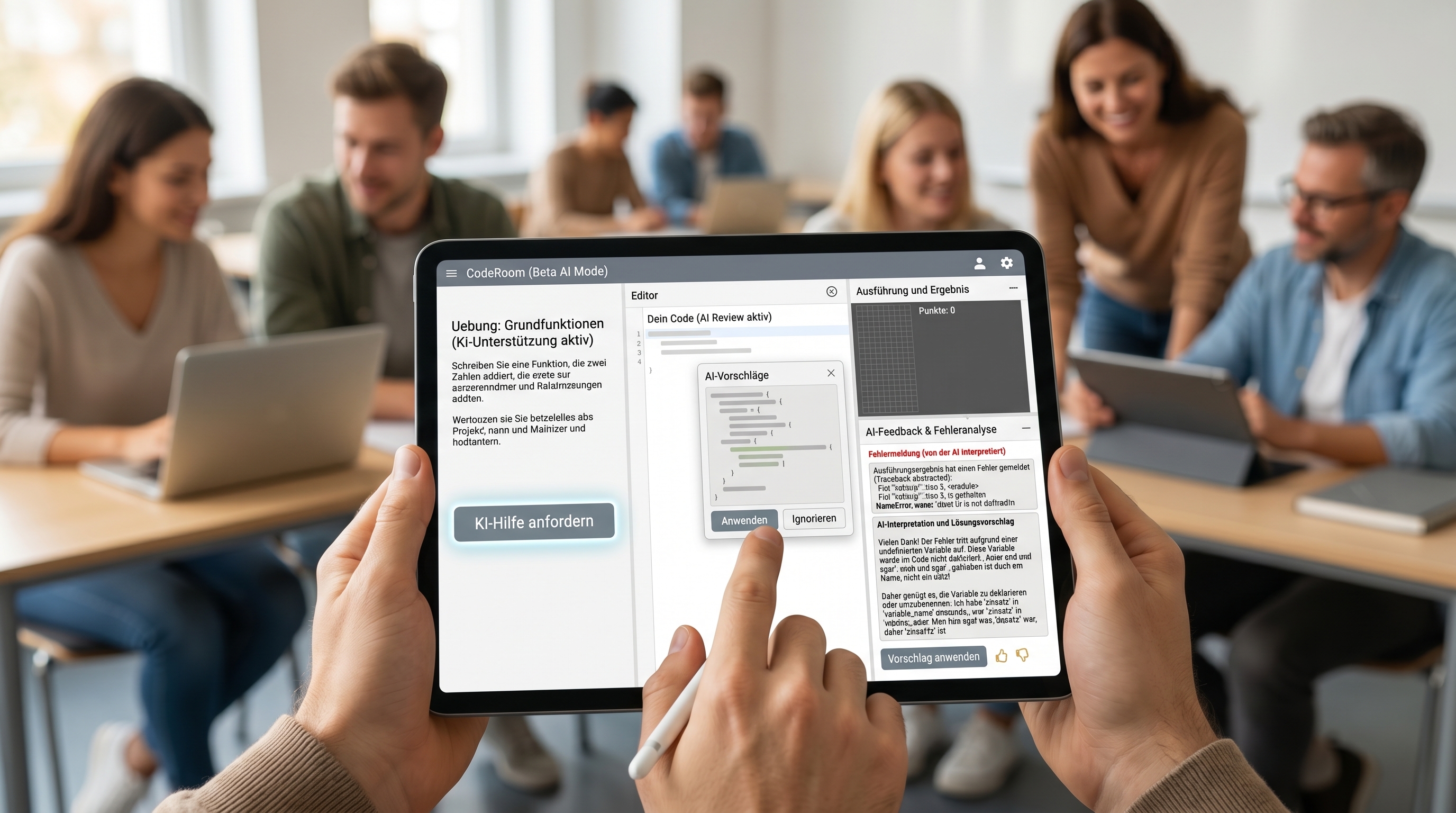 KI-Unterstützung in CodeRoom für Hochschulen