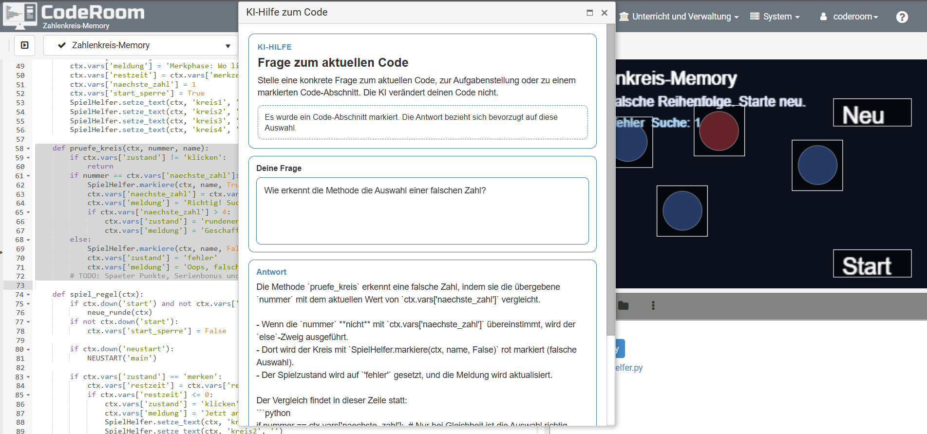 CodeRoom Lernumgebung