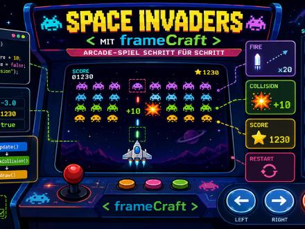 Space Invaders mit frameCraft – Arcade-Spiel Schritt für Schritt [Vorlage]